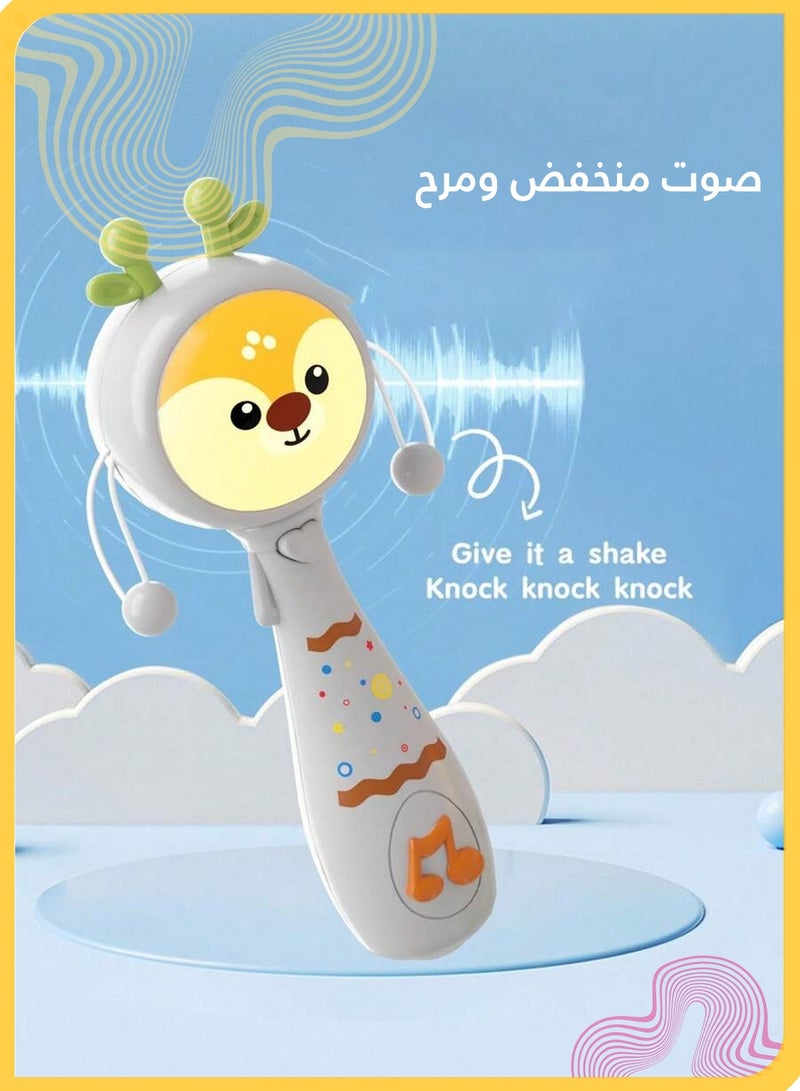 She&Little Deer Baby Musical Rattle Teething Toy with Lights, Soothing and Sensory Development Toy for 6–18 Months Boys and Girls (White) - Image 3